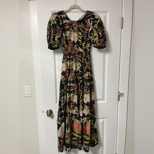 Anthropologie Backless Multicolored Floral Maxi Dress SIZE: XS
